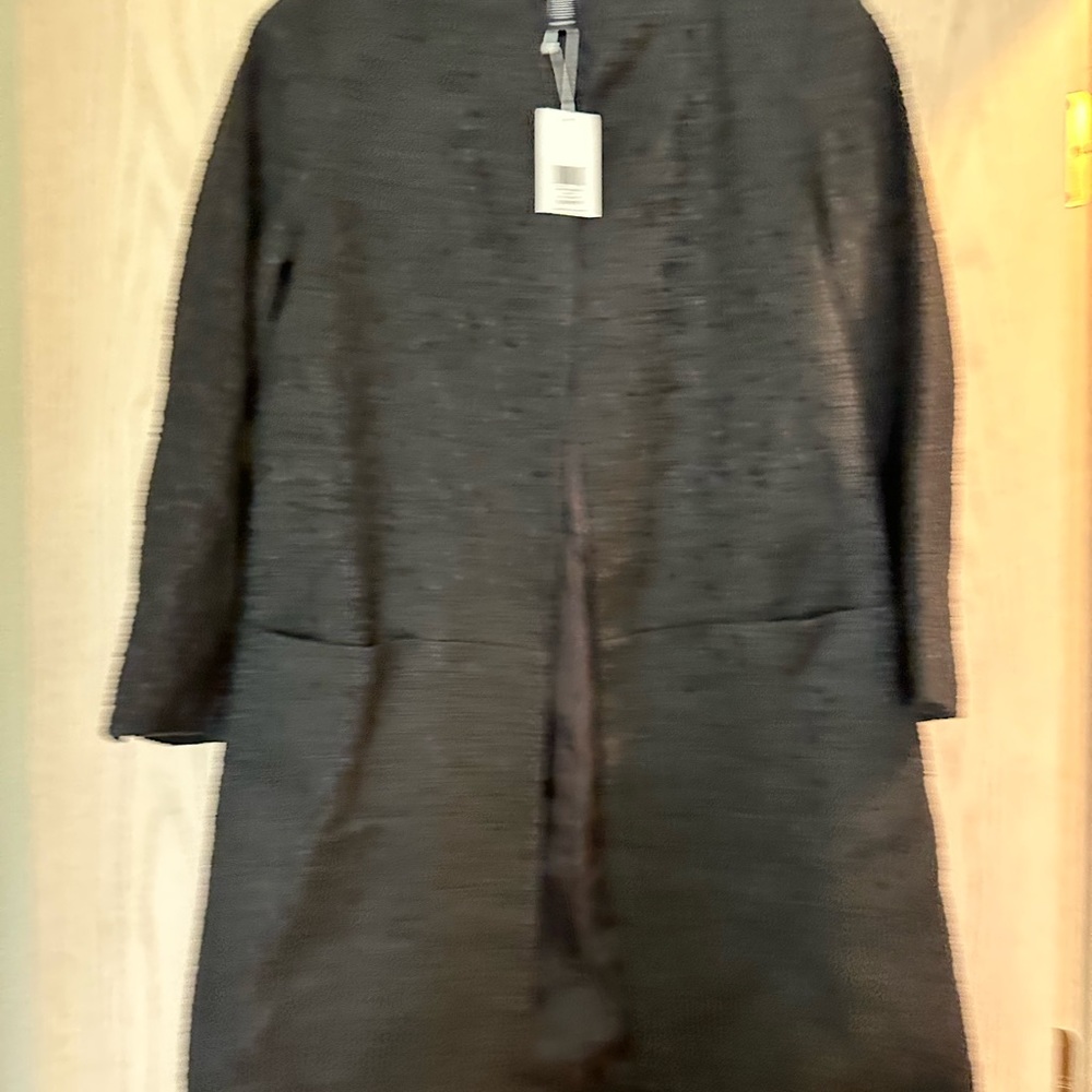 Eileen Fisher black cotton blazer.
